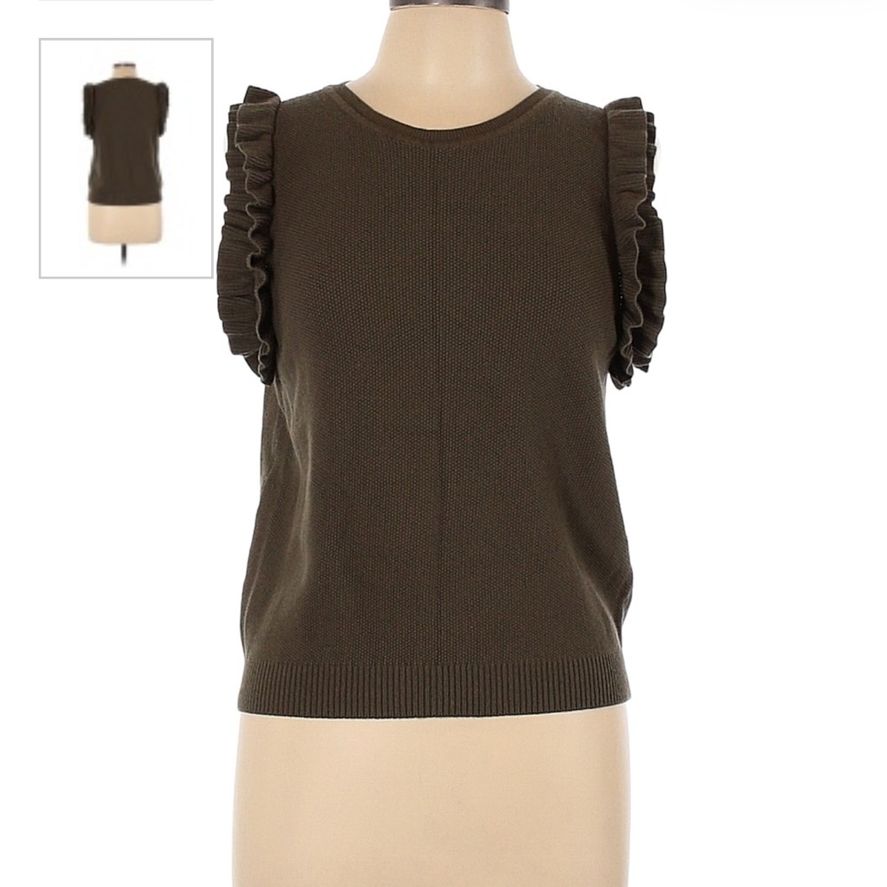 MaxMara green knit ruffle detail top, size L